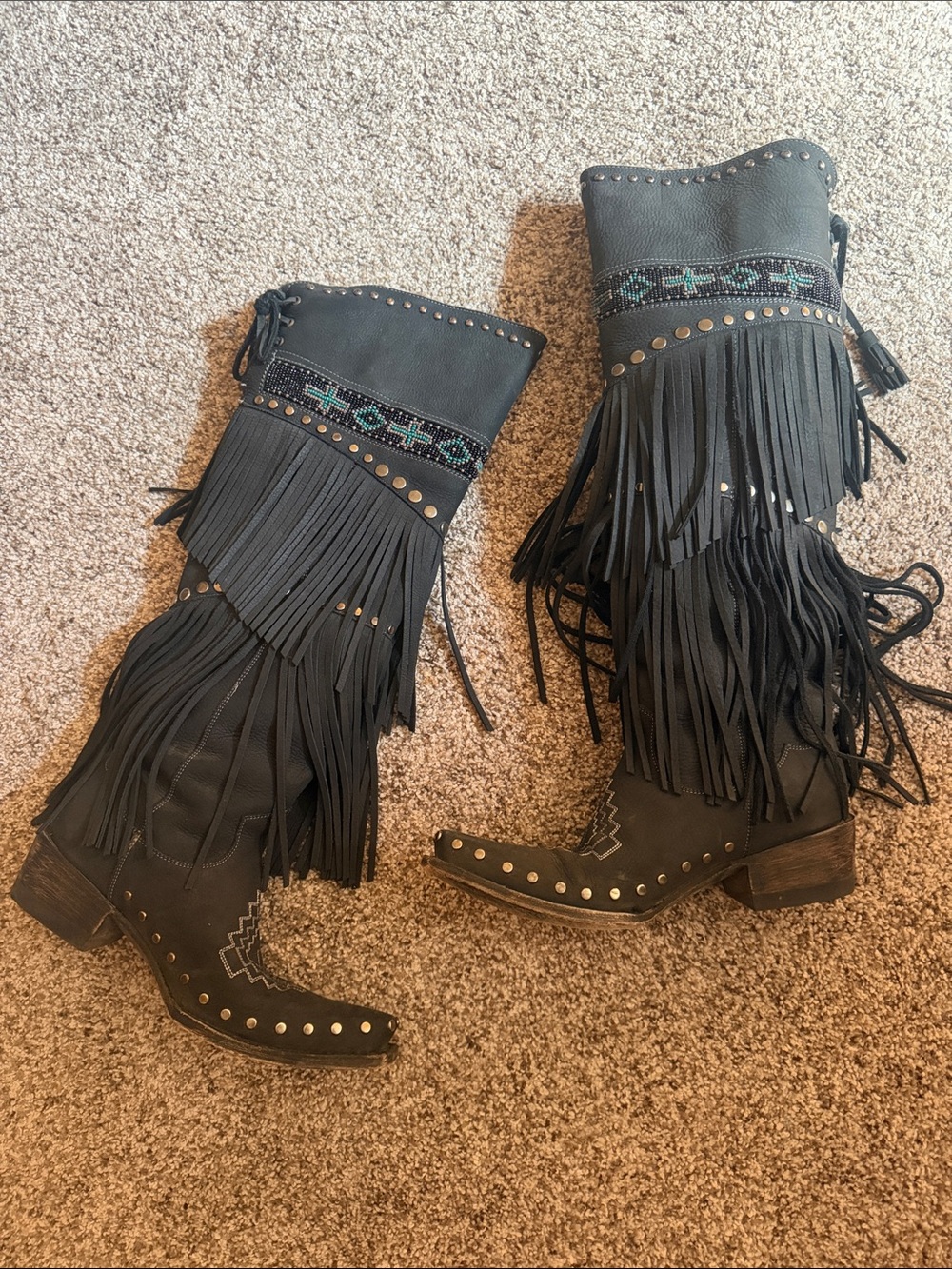 Double D Ranch plains Black Messenger Boots